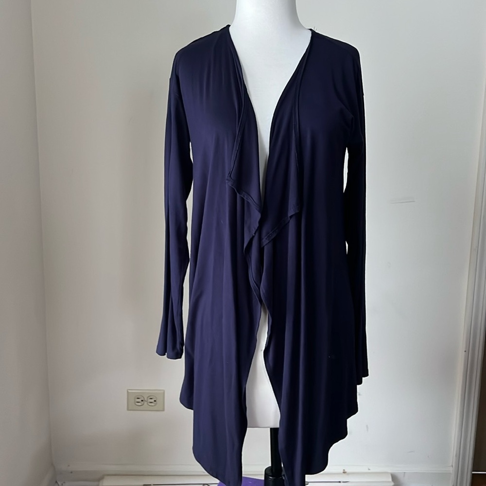 VINCE CAMUTO Women’s Blue Navy Draped Open Cardigan Long Sleeve Wrap Size S